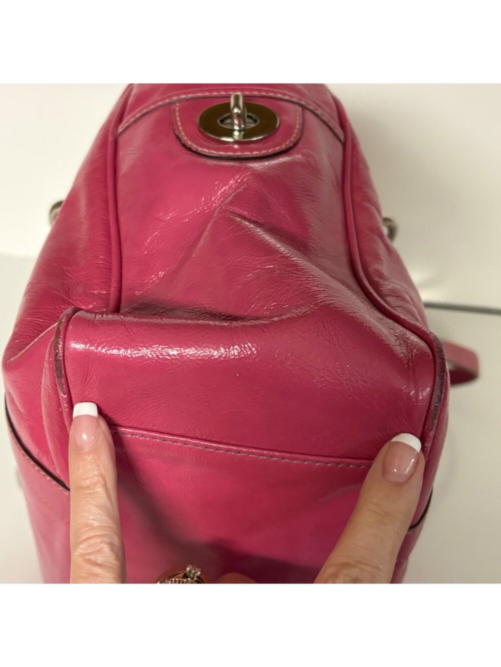 Coach Gallery Tote Pink Patent Leather Shoulder Purse F12869 Large Handbag - Picture 15 of 15